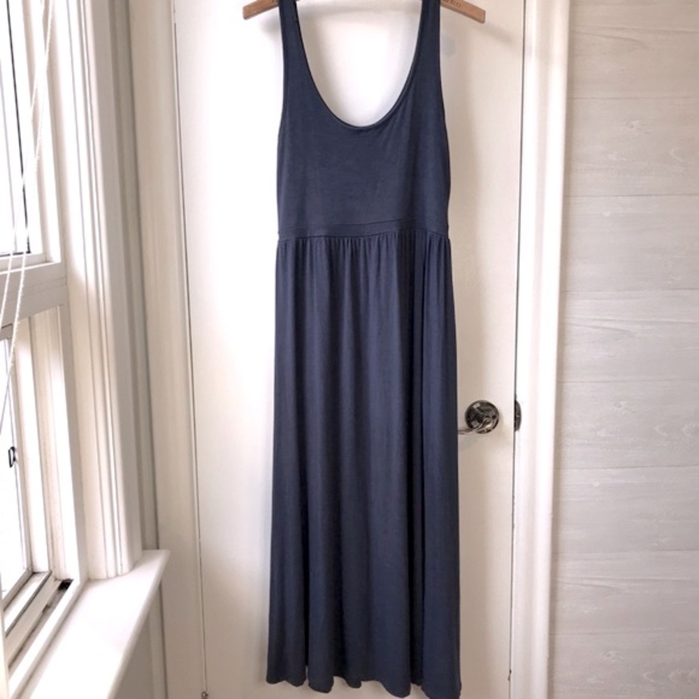 BE YOU Stretch Jersey Knit Tank Dress Maxi Navy
